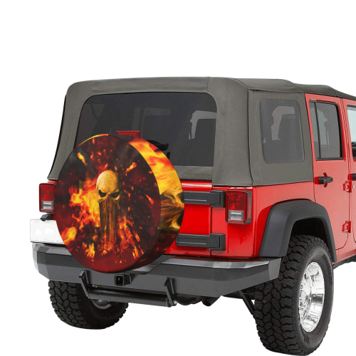 Amazing skull with fire 32 Inch Spare Tire Cover