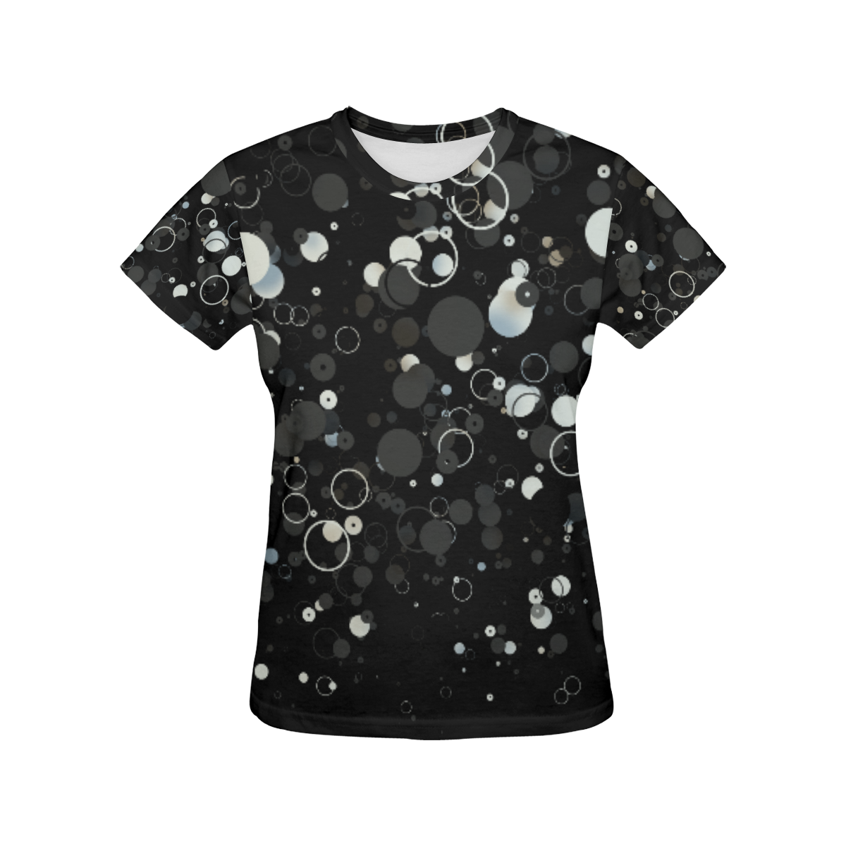 3D Circles and Dots (Black/White/Gray) All Over Print T-Shirt for Women (USA Size) (Model T40)