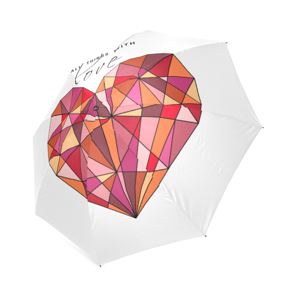 RED HEART WIREFRAME Foldable Umbrella (Model U01)