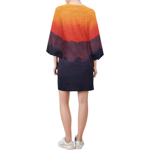 Five Shades of Sunset Bell Sleeve Dress (Model D52)