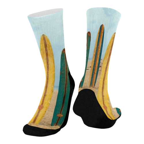 GONE SURFIN' RETRO Mid-Calf Socks (Black Sole)