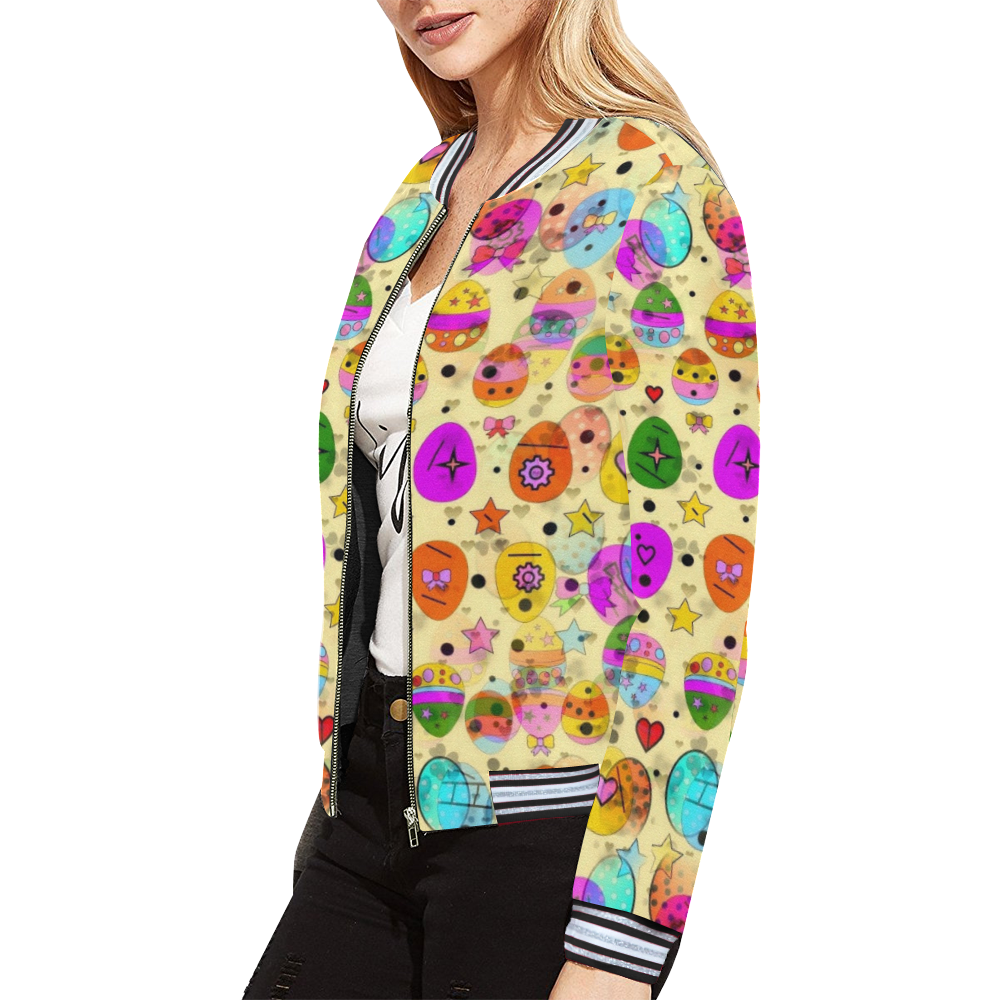 Egg Popart by Nico Bielow All Over Print Bomber Jacket for Women (Model H21)
