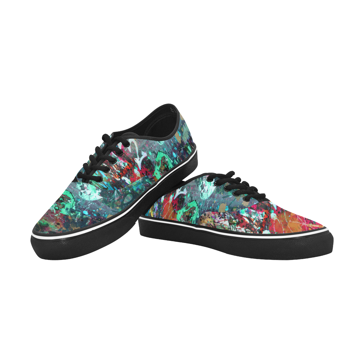 Graffiti Wall and Paint Splatter Classic Women's Canvas Low Top Shoes (Model E001-4)