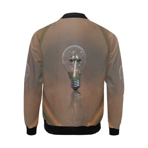 Light bulb with birds All Over Print Bomber Jacket for Men/Large Size (Model H19)
