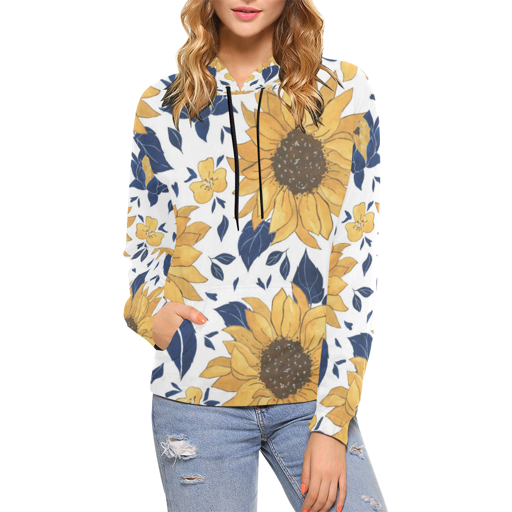 Sunflowers Women's Hoodie All Over Print Hoodie for Women (USA Size) (Model H13)
