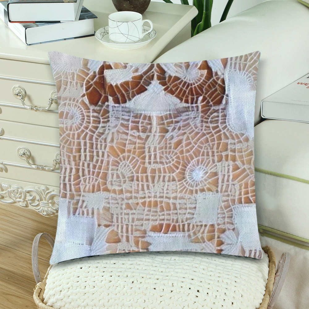 Brown and Beige Custom Zippered Pillow Cases 18"x 18" (Twin Sides) (Set of 2)