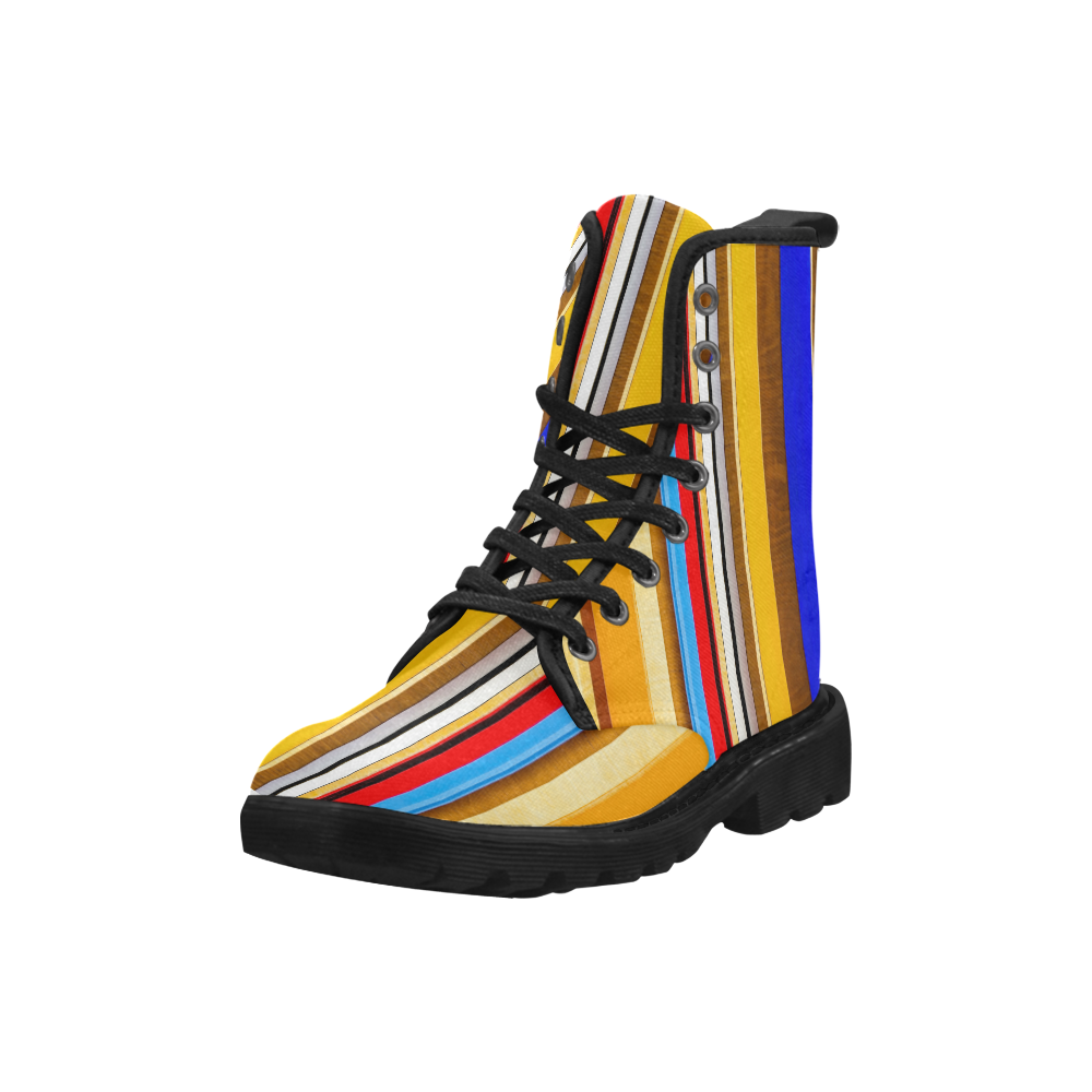Colorful abstract pattern stripe art Martin Boots for Men (Black) (Model 1203H)