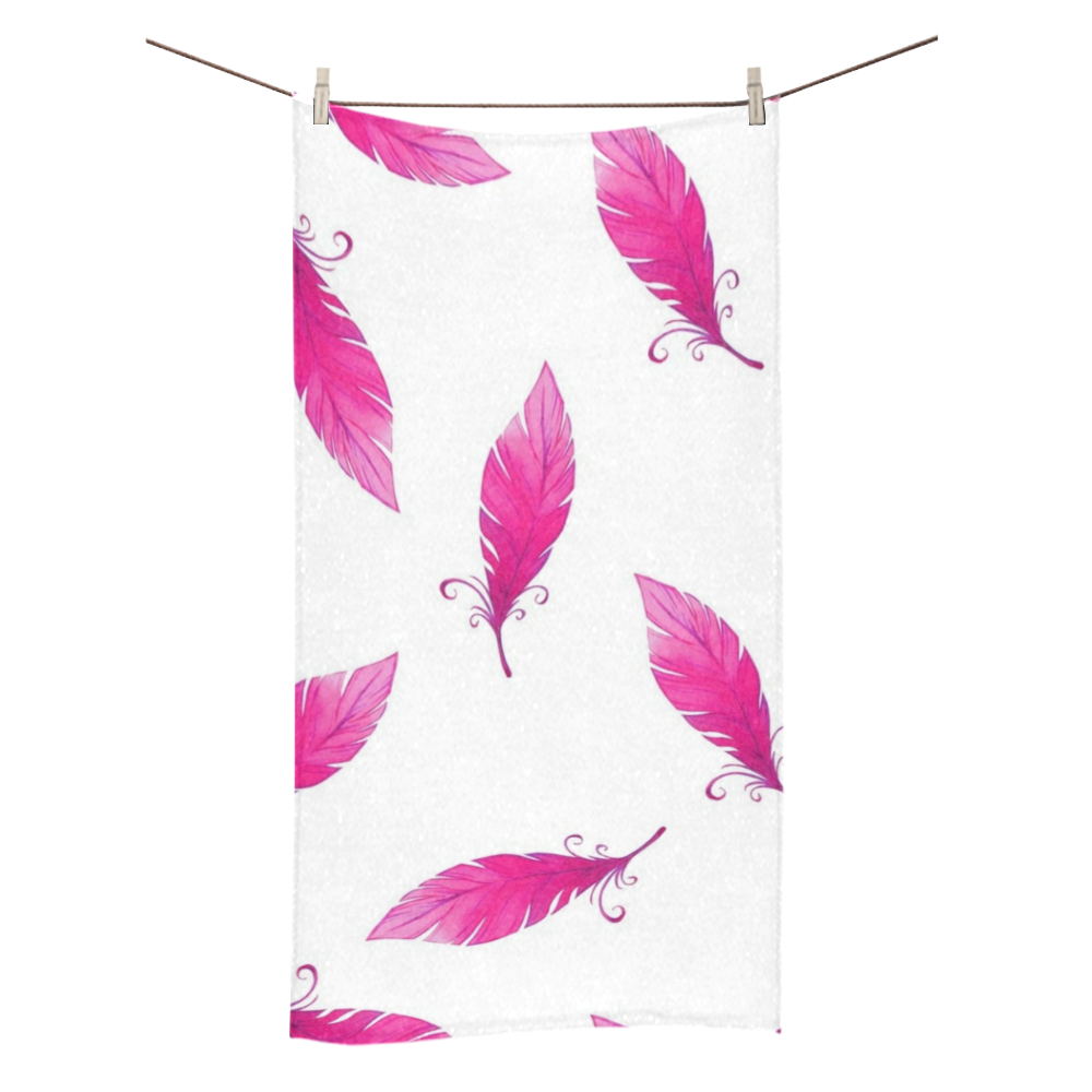 Hot Pink Feathers Bath Towel 30"x56"