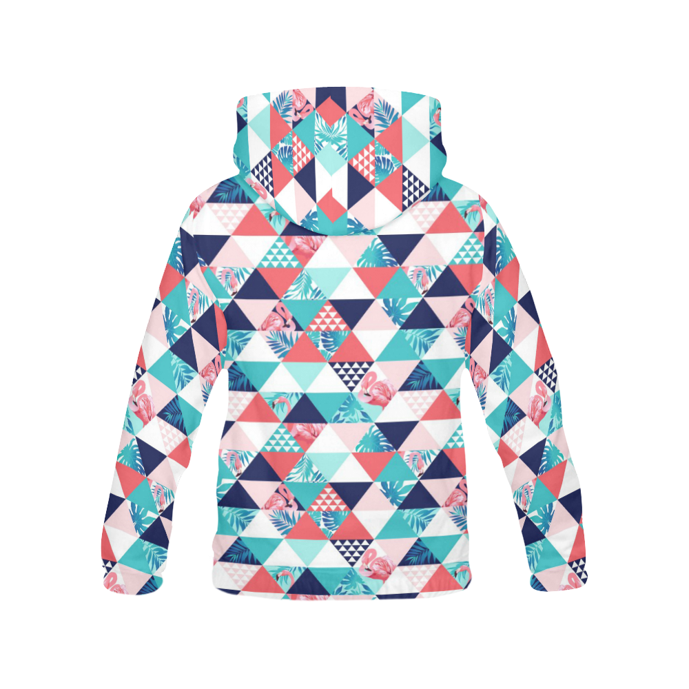 Flamingo Triangle Pattern All Over Print Hoodie for Women (USA Size) (Model H13)