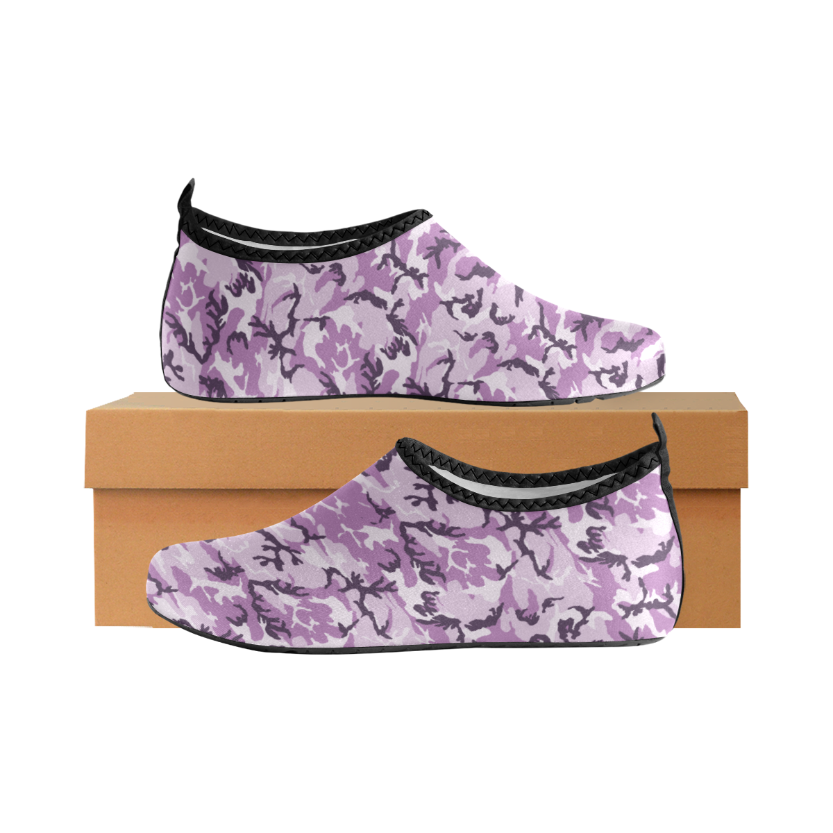 Woodland Pink Purple Camouflage Women's Slip-On Water Shoes (Model 056)