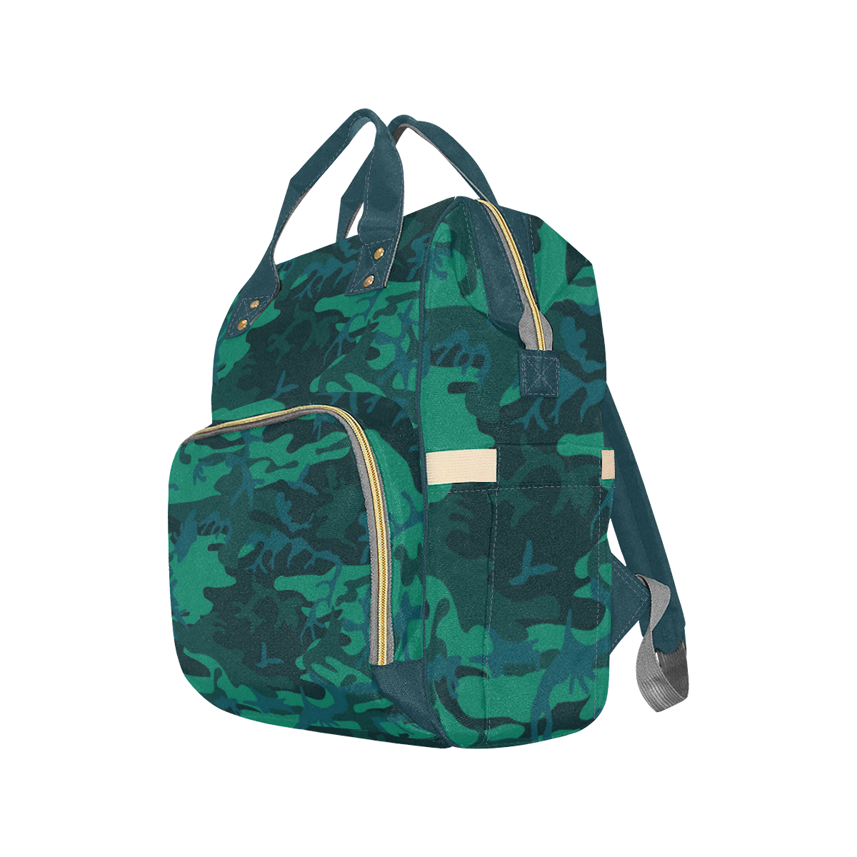 Green-Blue Camo Multi-Function Diaper Backpack/Diaper Bag (Model 1688)