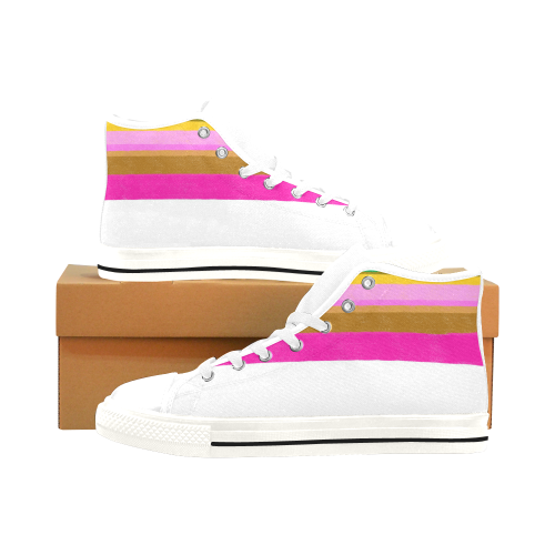 Wild lines shoes Pink Gold Men’s Classic High Top Canvas Shoes /Large Size (Model 017)