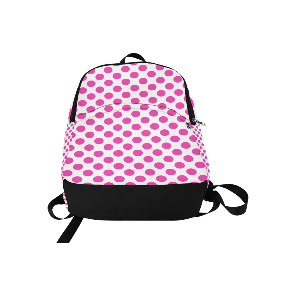 Pink Polka Dots on White Fabric Backpack for Adult (Model 1659)