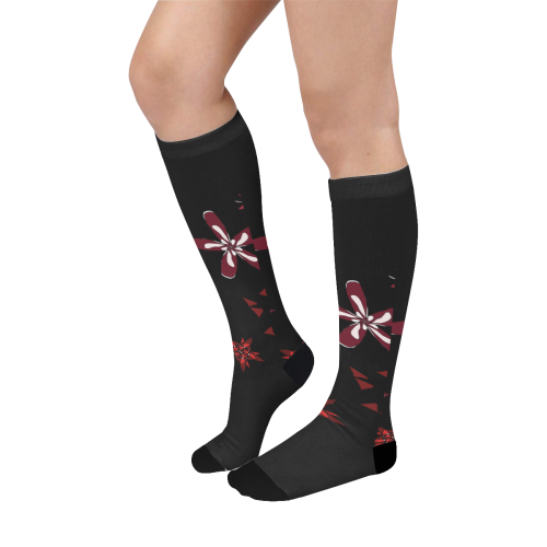Black, red and white Abstract #17 Over-The-Calf Socks