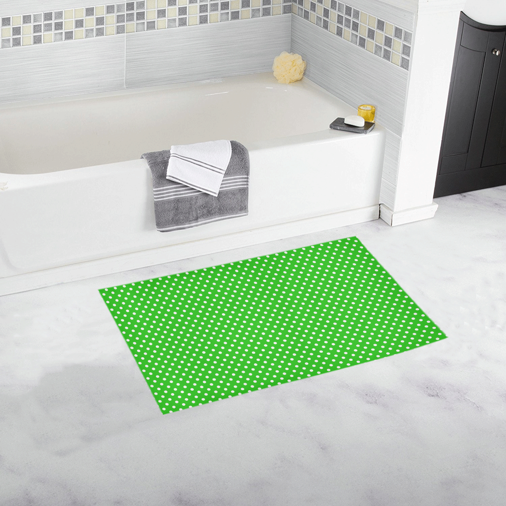 Green polka dots Bath Rug 16''x 28''