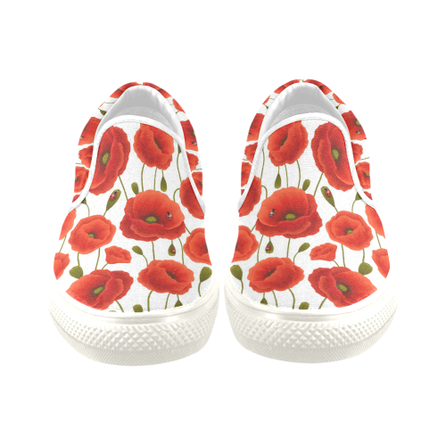 Poppy Pattern Slip-on Canvas Shoes for Men/Large Size (Model 019)