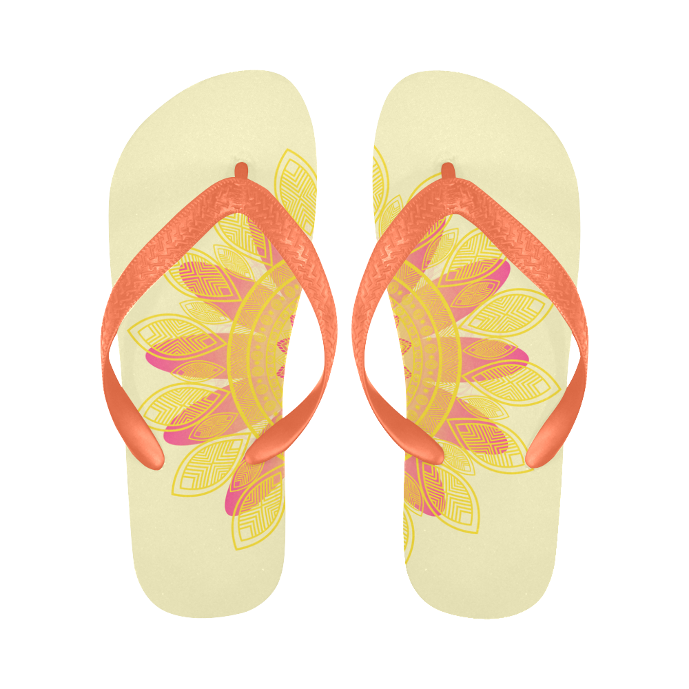 Sunshine Mandala Flip Flops for Men/Women (Model 040)