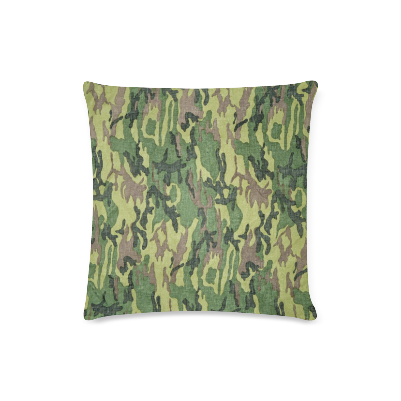 Military Camo Green Woodland Camouflage Custom Zippered Pillow Case 16"x16"(Twin Sides)