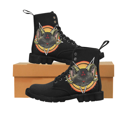 Satan Kitty Boots Martin Boots for Women (Black) (Model 1203H)
