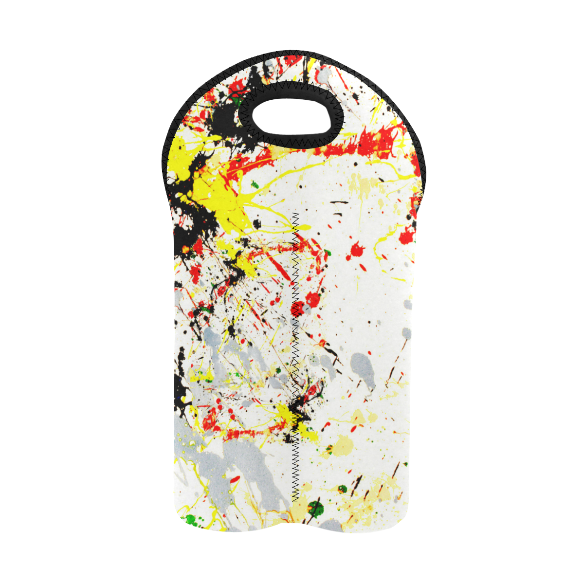 Black, Red, Yellow Paint Splatter 2-Bottle Neoprene Wine Bag