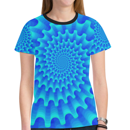 Royal blue vortex New All Over Print T-shirt for Women (Model T45)