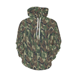 Woodland Forest Green Camouflage All Over Print Hoodie for Men/Large Size (USA Size) (Model H13)