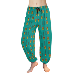 Happy rabbits in the green free grass Women's All Over Print Harem Pants (Model L18)