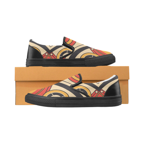 Geo Aztec Bull Tribal Slip-on Canvas Shoes for Men/Large Size (Model 019)