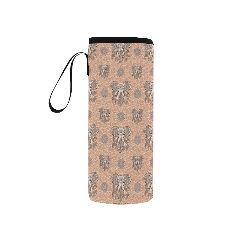 Ethnic Elephant Mandala Pattern Neoprene Water Bottle Pouch/Small