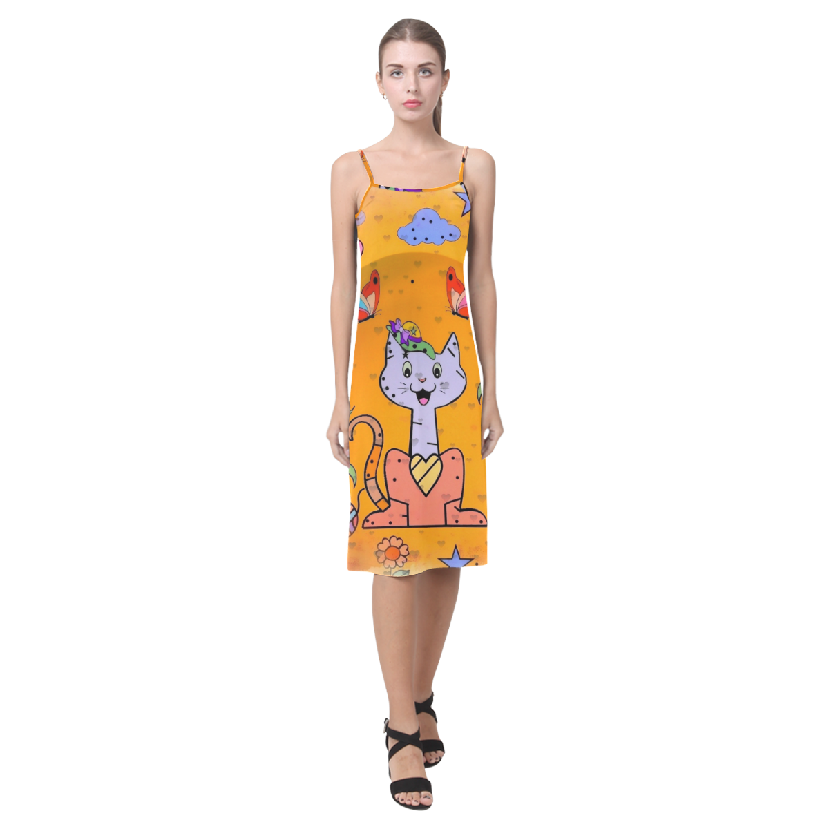 Cat Popart Fun by Nico Bielow Alcestis Slip Dress (Model D05)