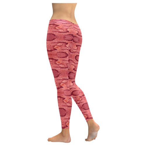 pink snake Women's Low Rise Leggings (Invisible Stitch) (Model L05)