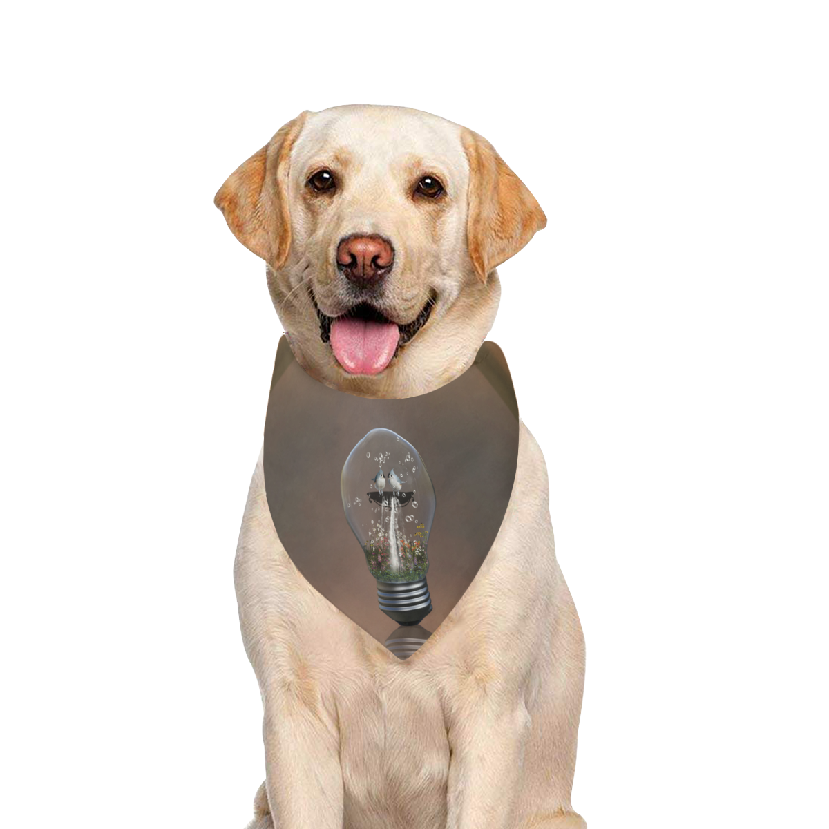 Light bulb with birds Pet Dog Bandana/Large Size