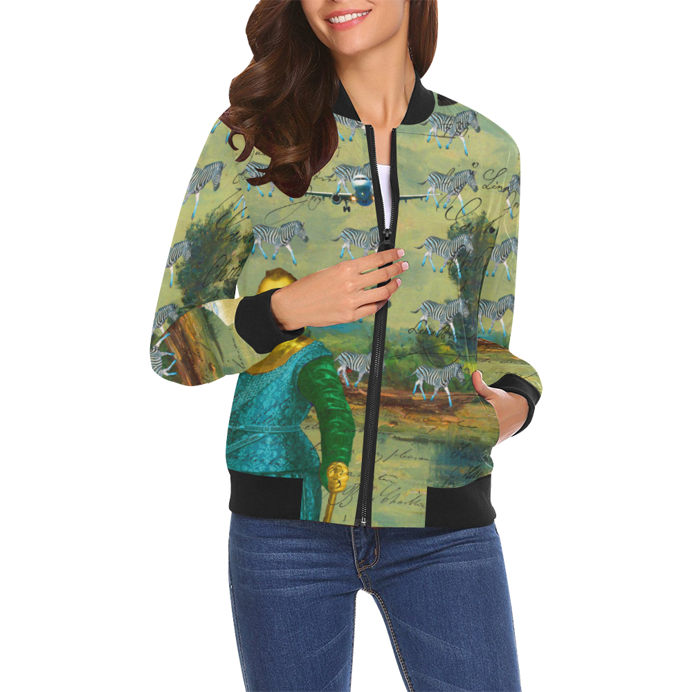 A PACKAGE FOR THE ZEBRAS All Over Print Bomber Jacket for Women (Model H19)
