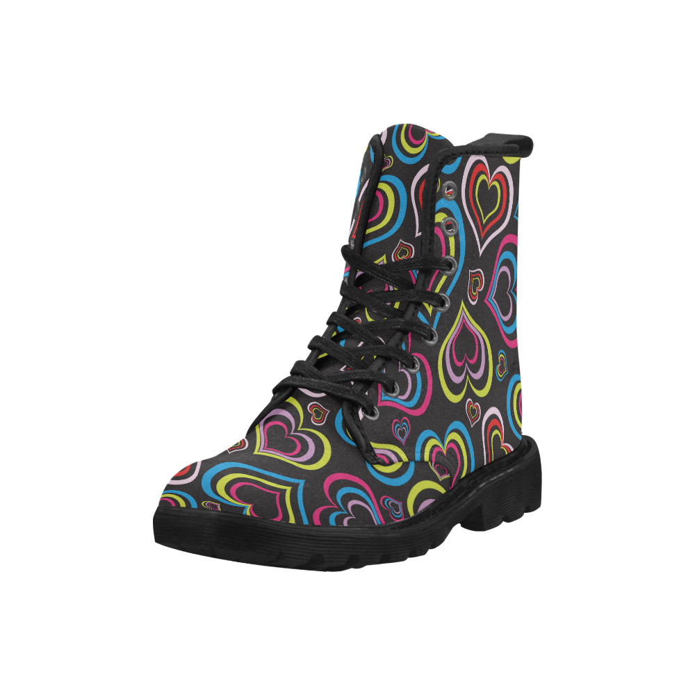 rainbow hearts gif Martin Boots for Men (Black) (Model 1203H)