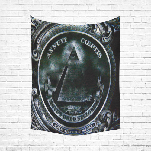 Illuminati Shadow Pyramid Black Light Cotton Linen Wall Tapestry 60"x 80"