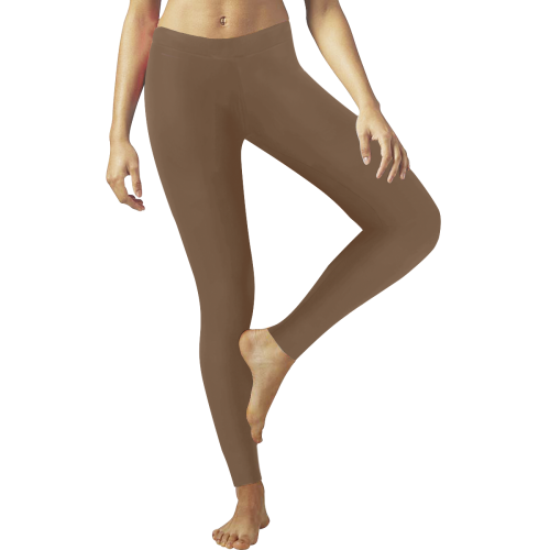 Shiny Brown Metallic Women's Low Rise Leggings (Invisible Stitch) (Model L05)