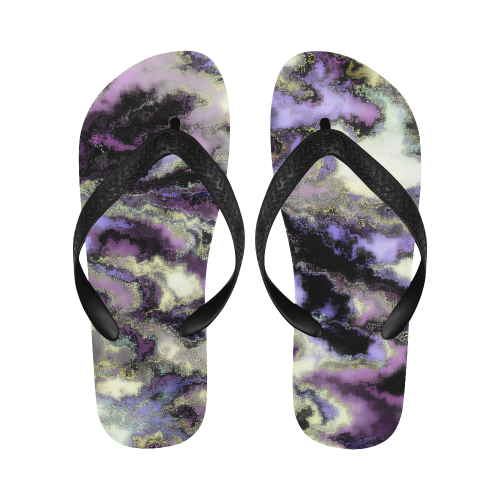 Purple marble Flip Flops for Men/Women (Model 040)