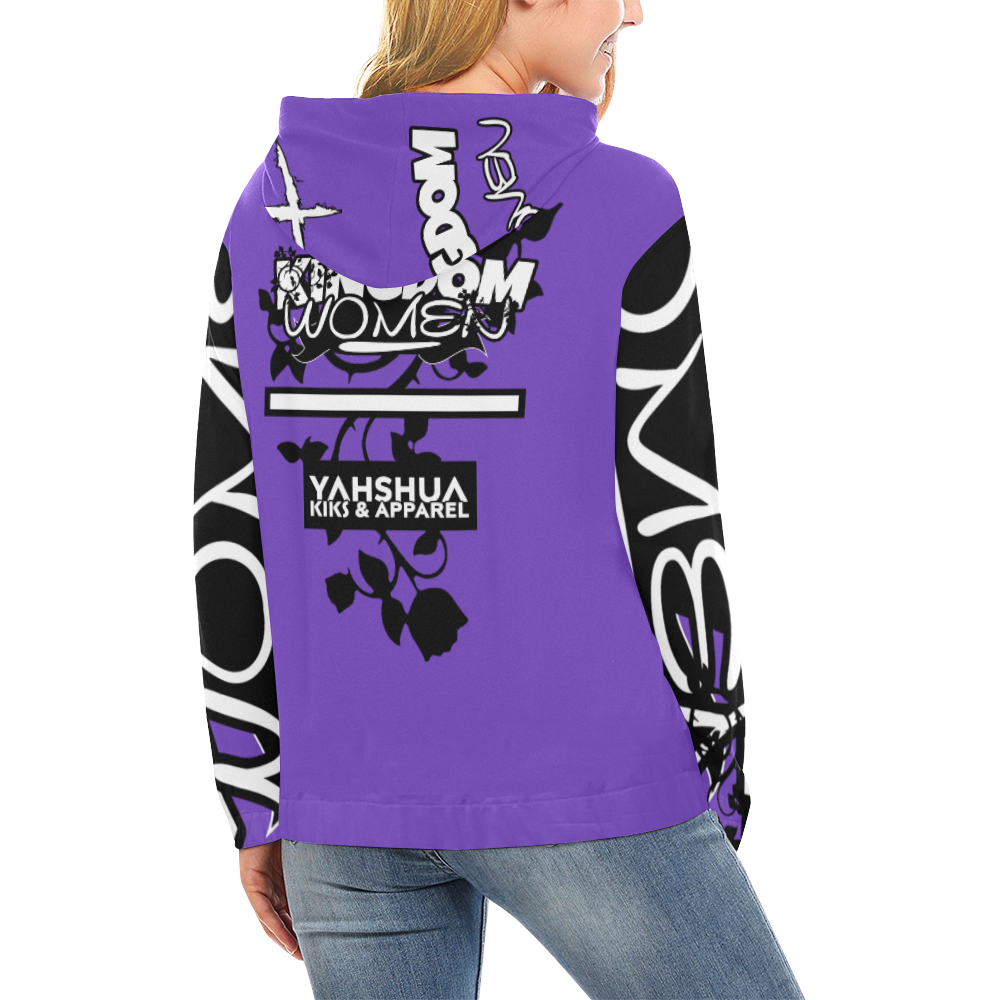 Purple All Over Print Hoodie for Women (USA Size) (Model H13)