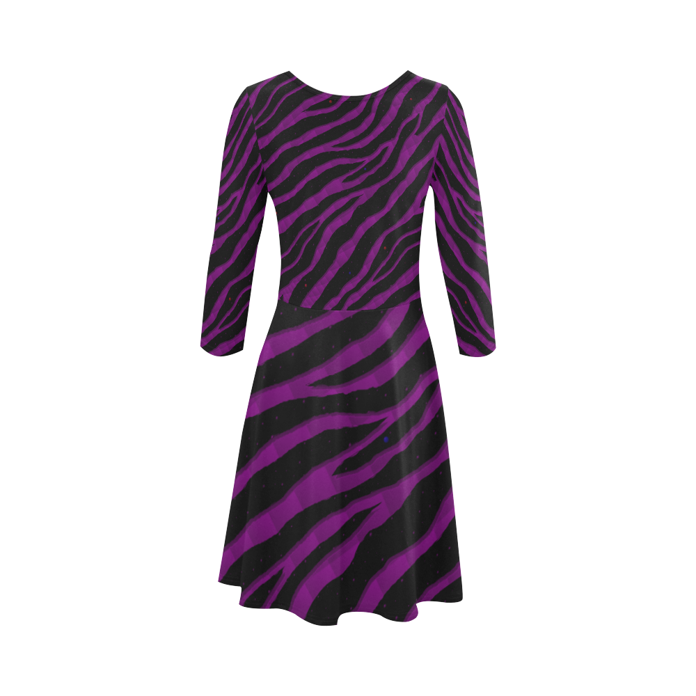 Ripped SpaceTime Stripes - Purple 3/4 Sleeve Sundress (D23)