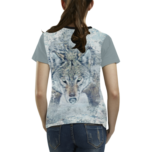 Snow Wolf All Over Print T-shirt for Women/Large Size (USA Size) (Model T40)