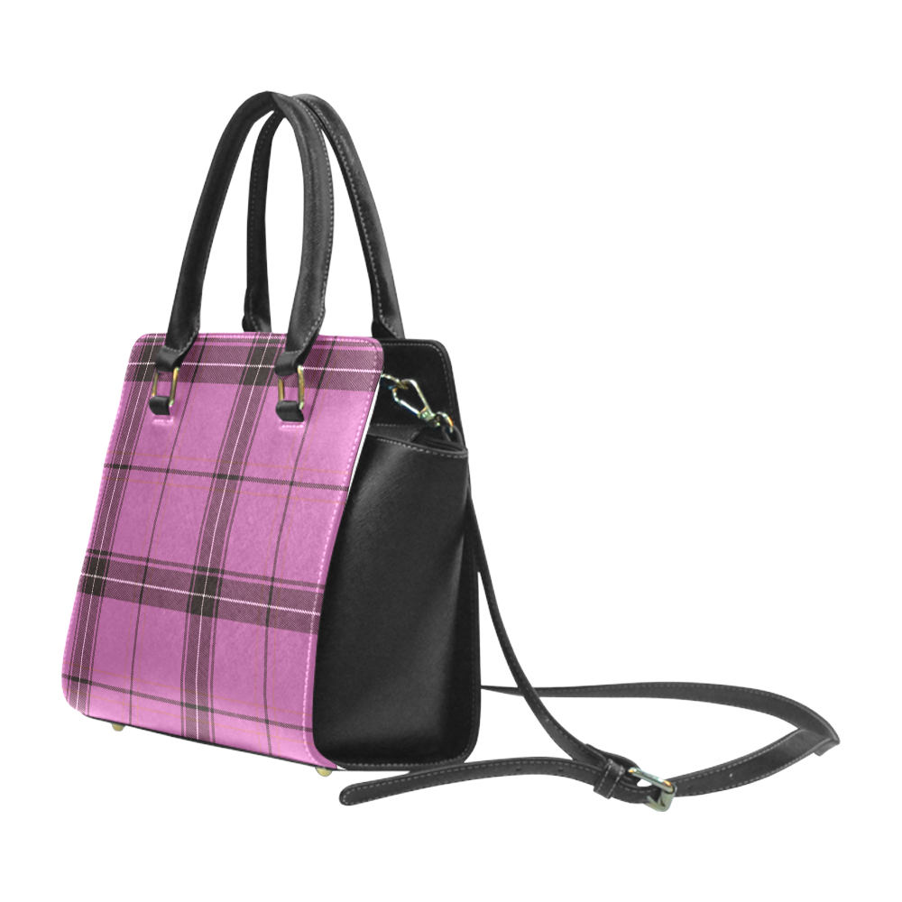 violet plaid Rivet Shoulder Handbag (Model 1645)