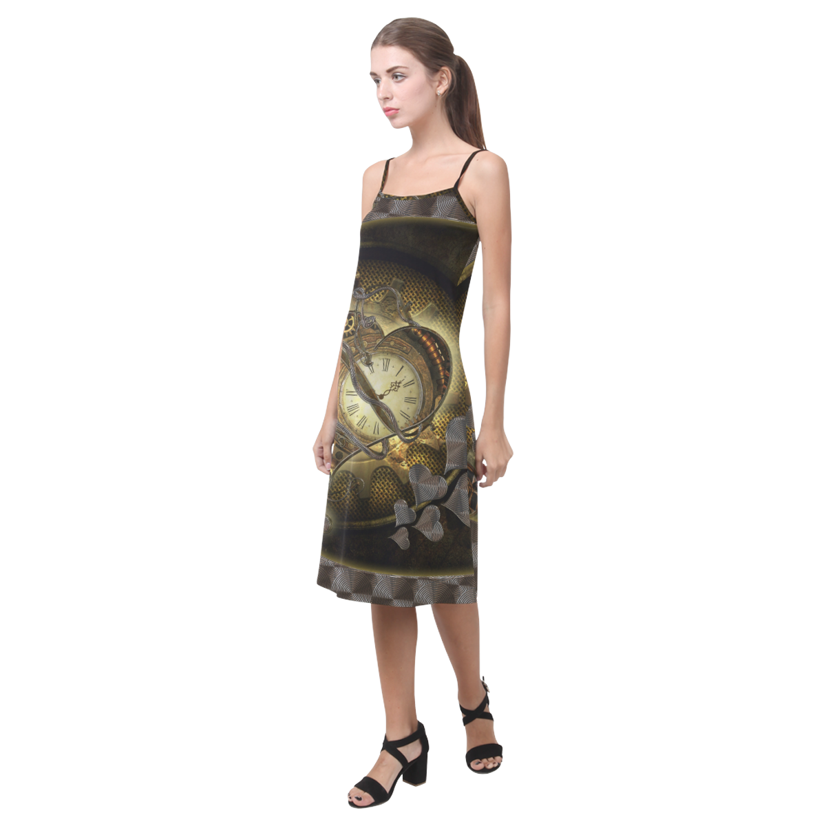 Awesome steampunk heart Alcestis Slip Dress (Model D05)