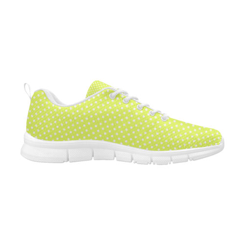 Yellow polka dots Women's Breathable Running Shoes/Large (Model 055)