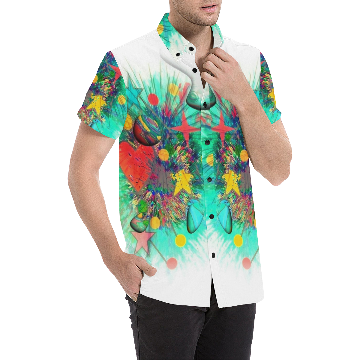 Drops Popart by Nico Bielow Men's All Over Print Short Sleeve Shirt (Model T53)