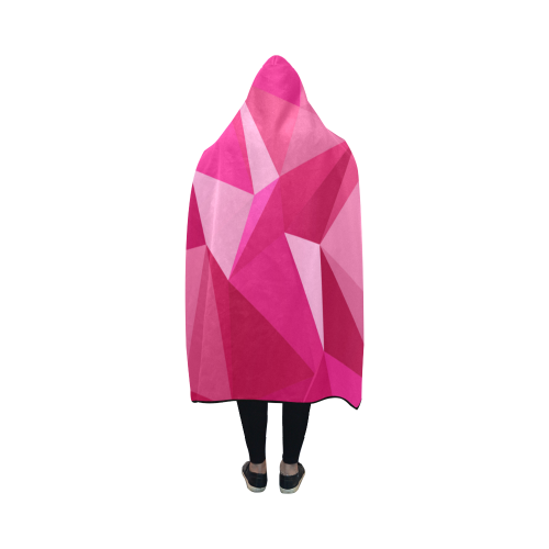 Abstract Pink Triangles Hooded Blanket 50''x40''