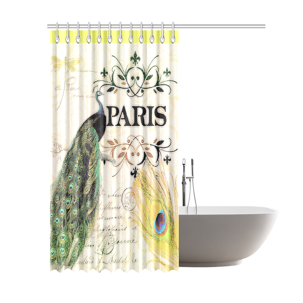 Paris Peacock Shower Curtain 69"x84"