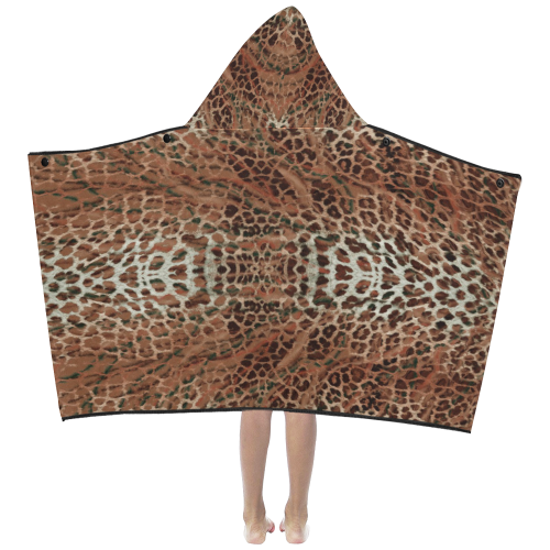 leopard  brown Kids' Hooded Bath Towels