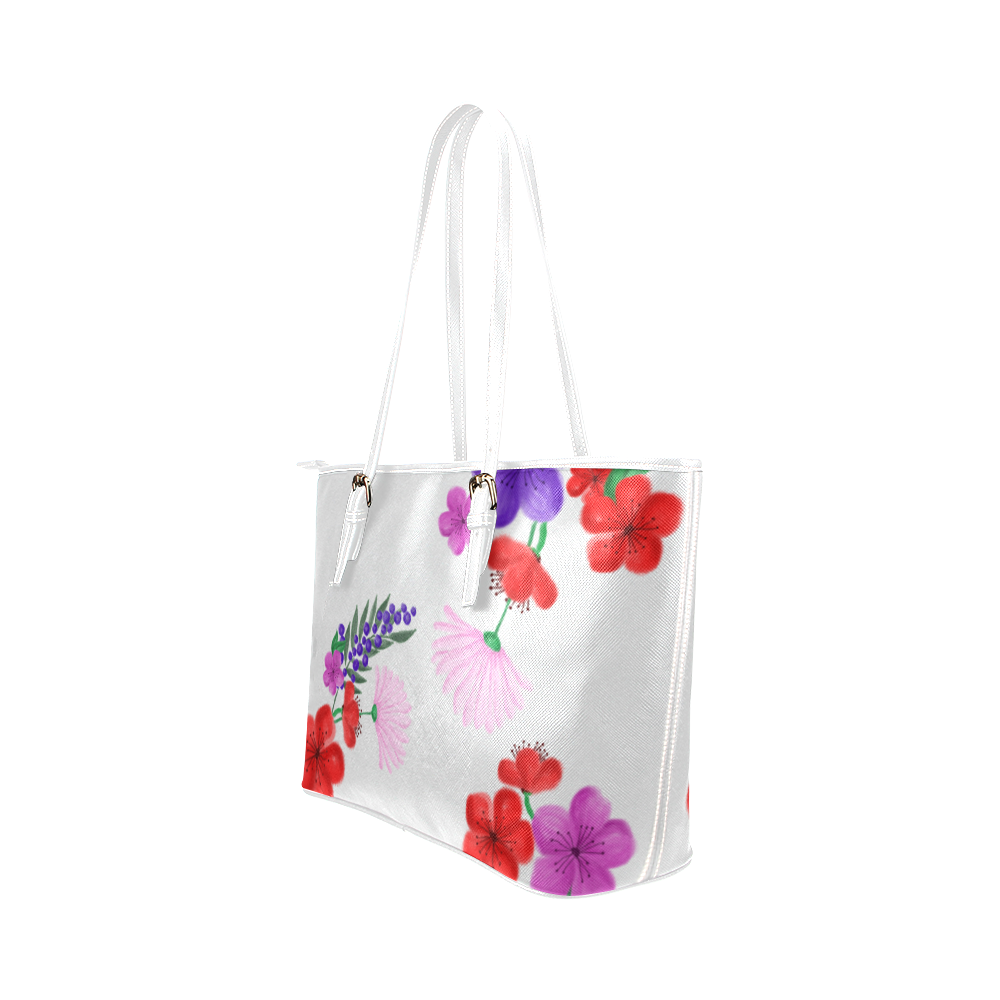 BUNCH OF FLOWERS Leather Tote Bag/Small (Model 1651)