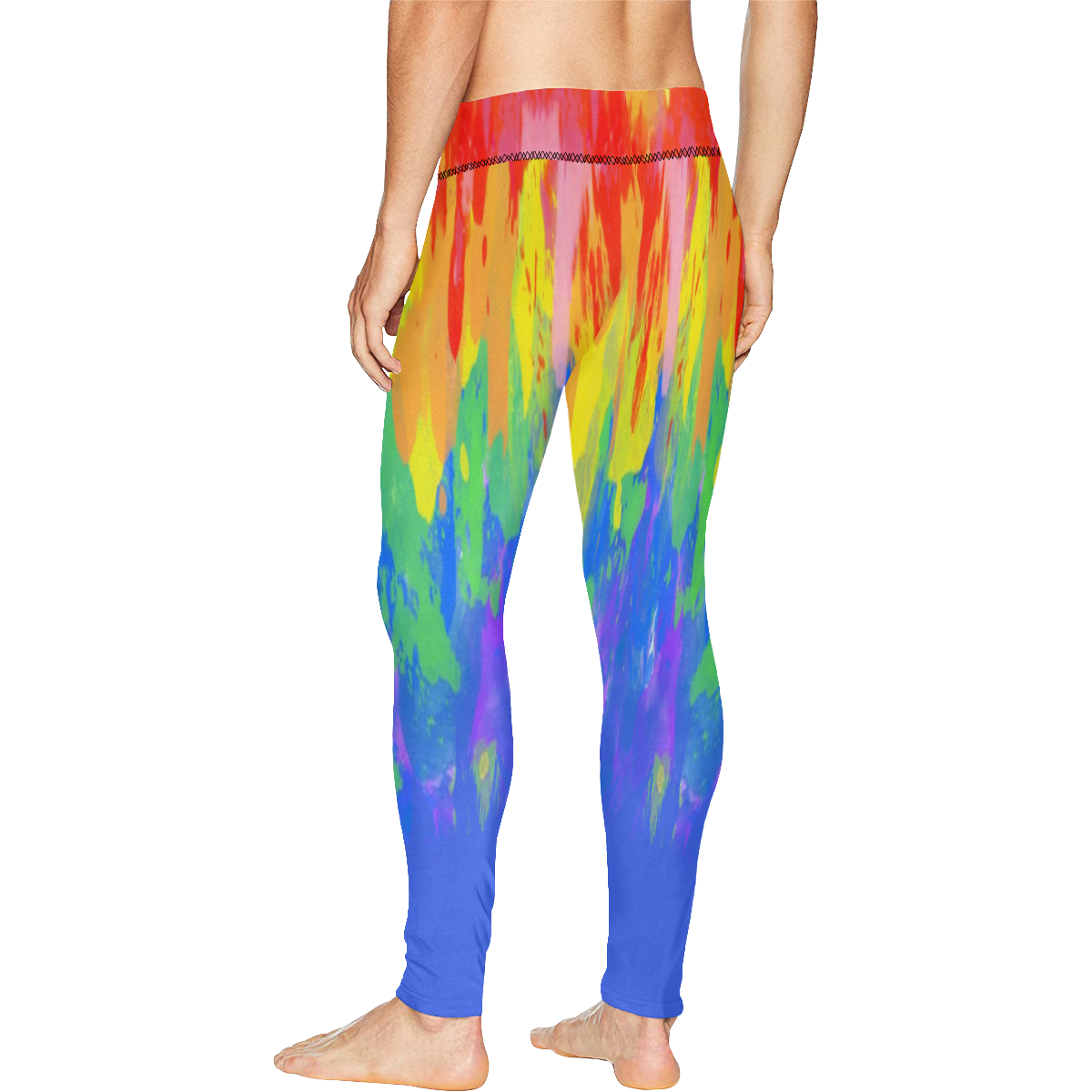 Flames Paint Abstract Classic Blue Men's All Over Print Leggings (Model L38)