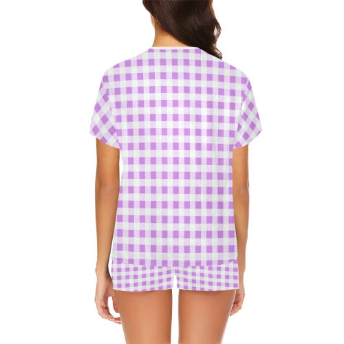 Lavender Gingham Women's Short Pajama Set